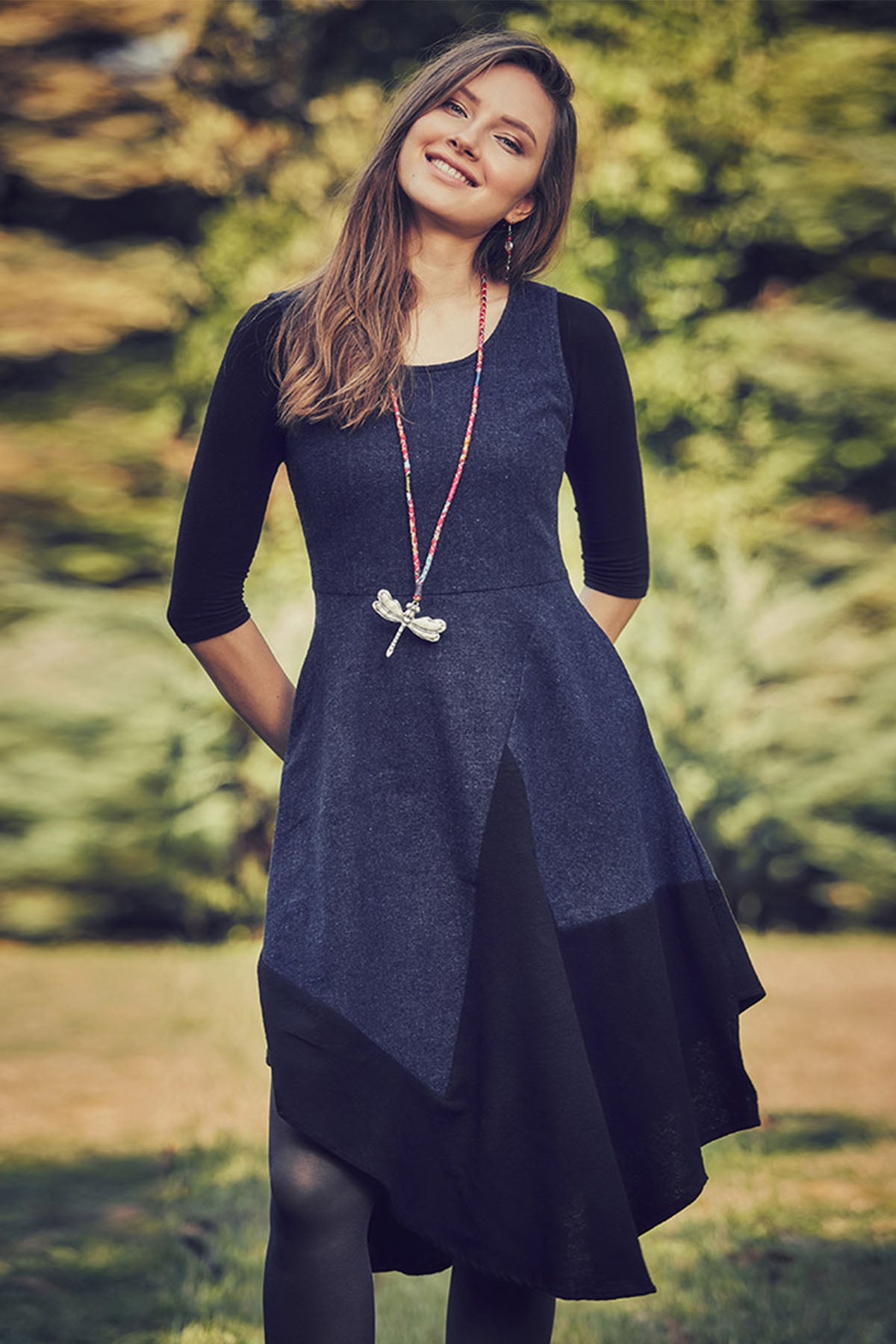 Asymmetrical Blue Fall Dress