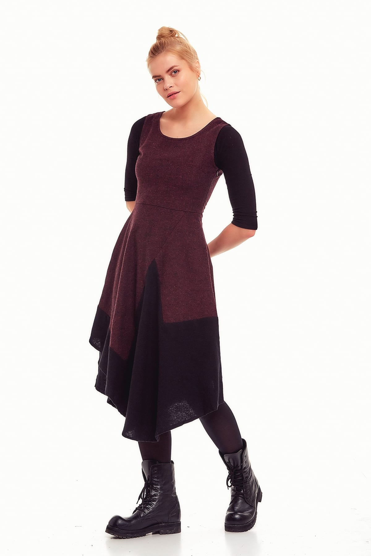 Asymmetrical Maroon Fall Dress