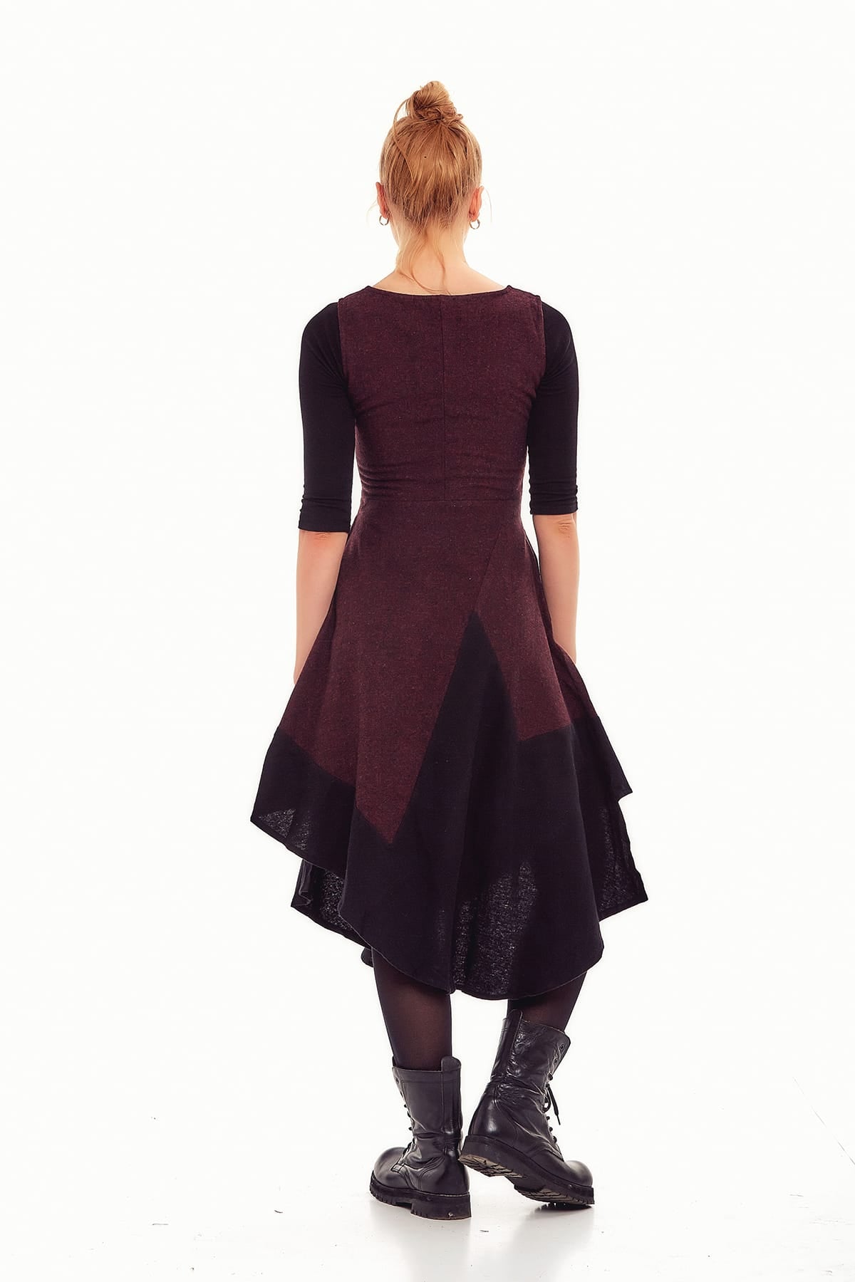 Asymmetrical Maroon Fall Dress