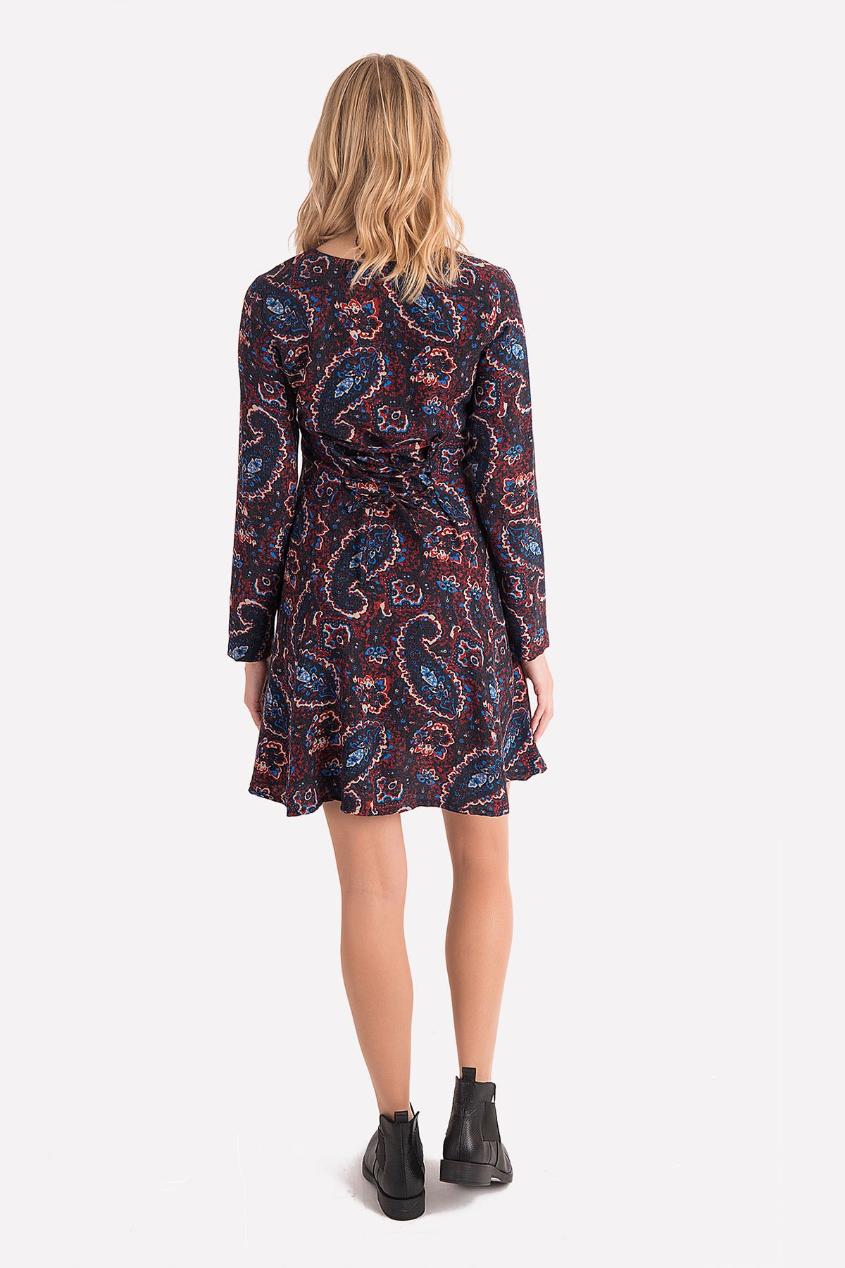 Mini Boho Maroon Paisley Dress