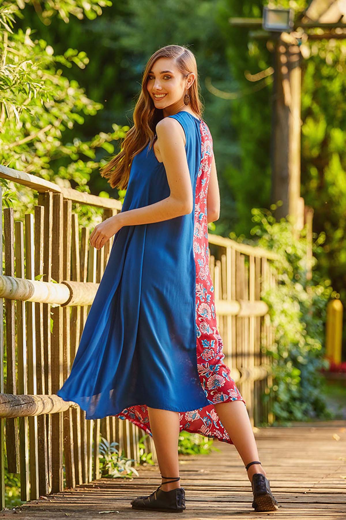 Floral Long Summer Dress Blue