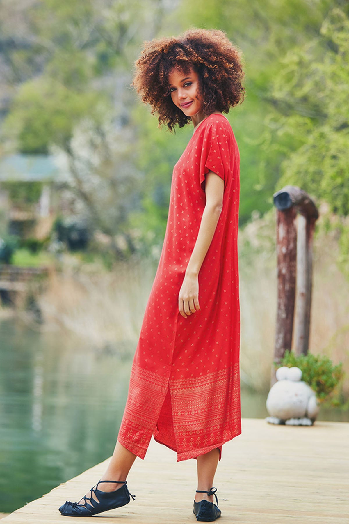 Flowy Boho Red Maxi Dress