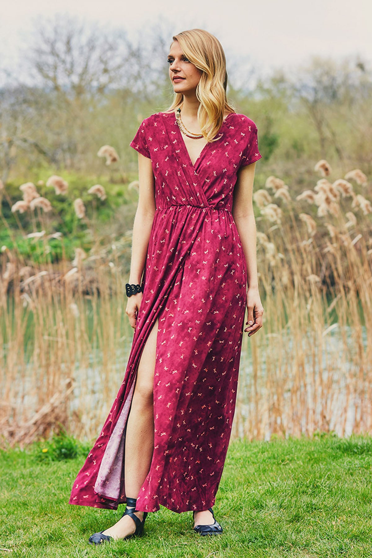 Maroon Bohemian Long Slits Authentic Dress