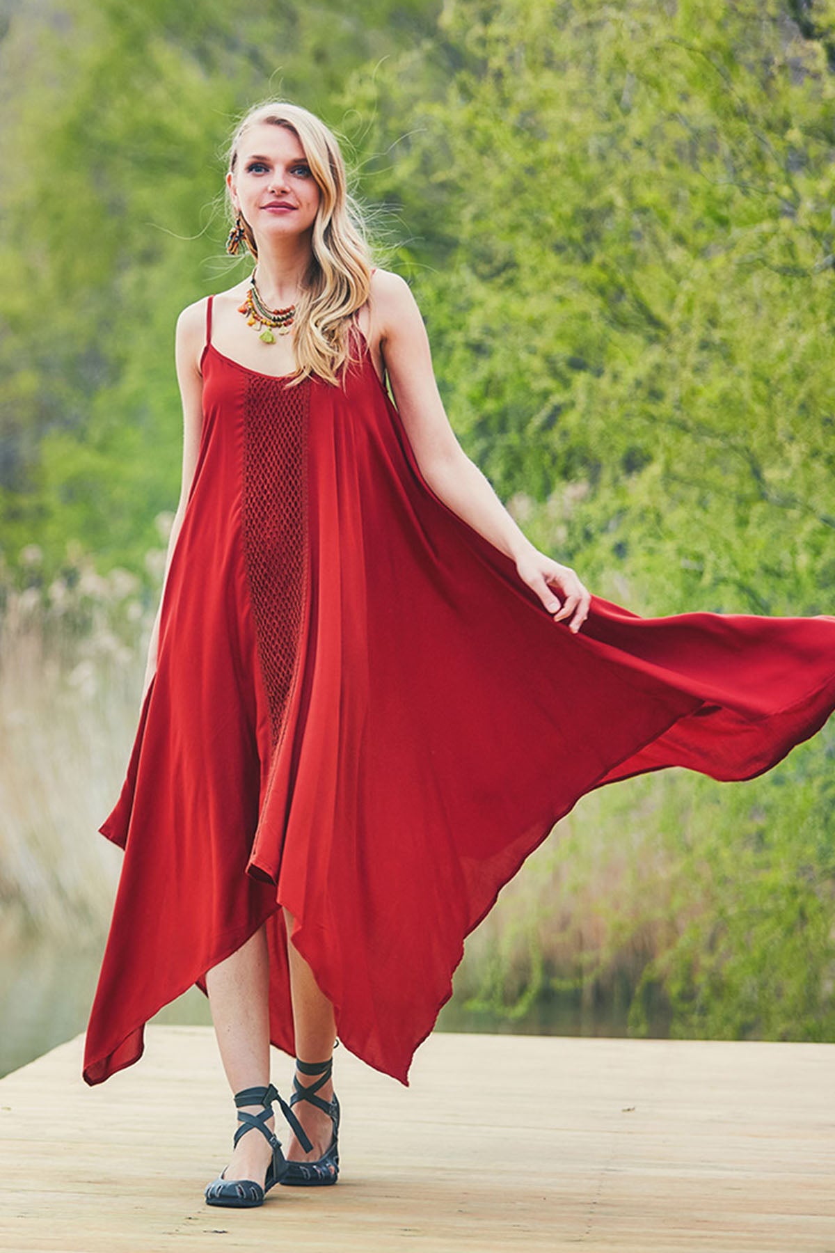 Orange Asymmetric Beach Dress