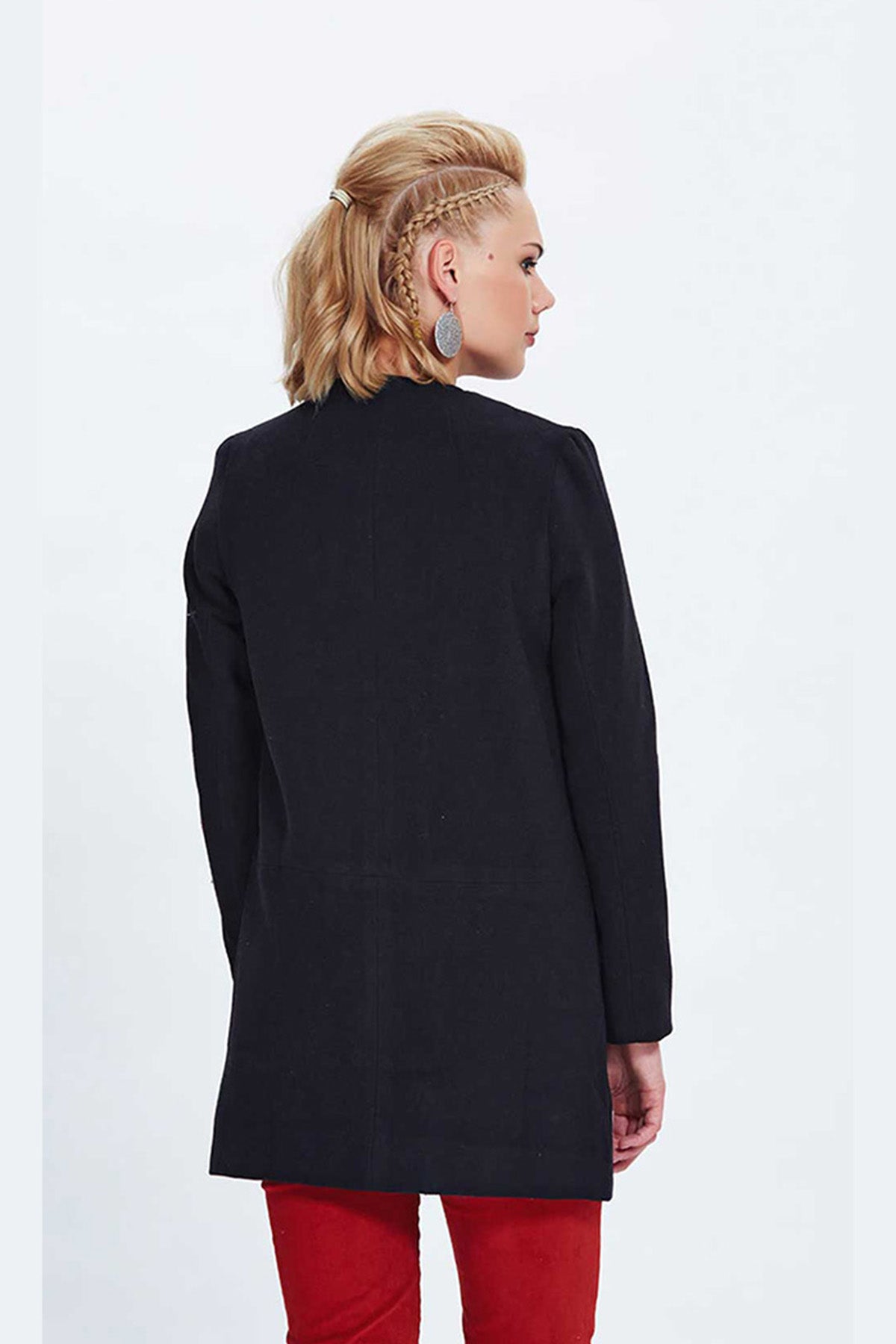 Round Neck Coat Black