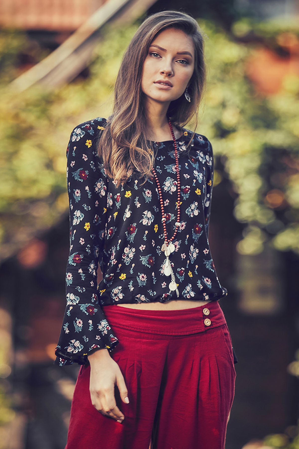 Black Patterned Blouse