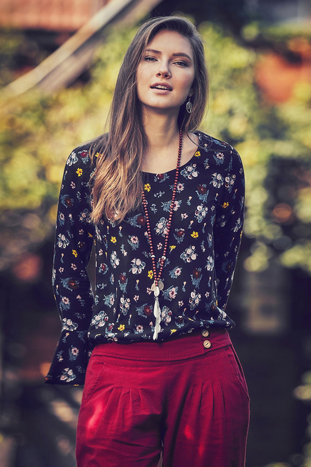 Black Patterned Blouse