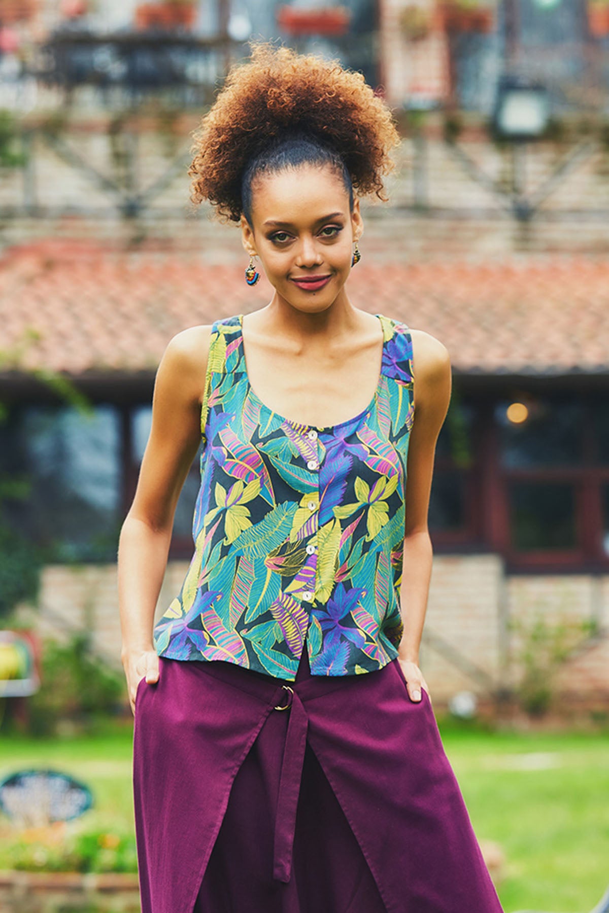 Tropical Print Summer Top