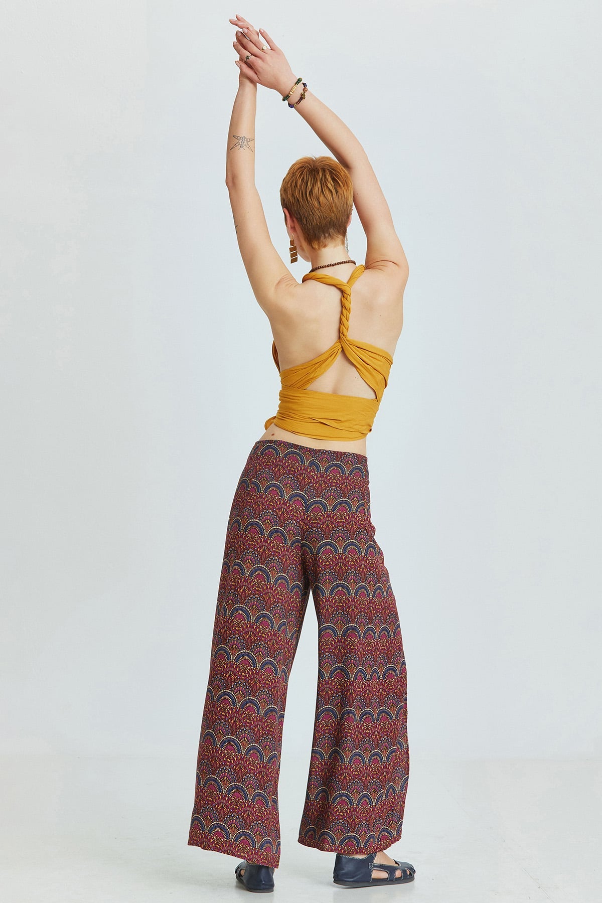 Open Back Bohemian Crop Top Yellow