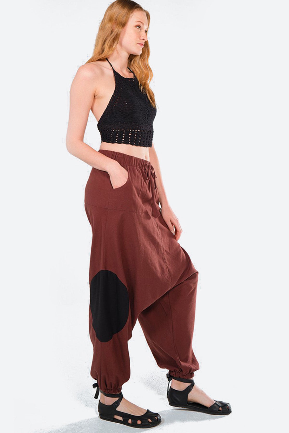 Brown Authentic Patchwork Baggy Pants