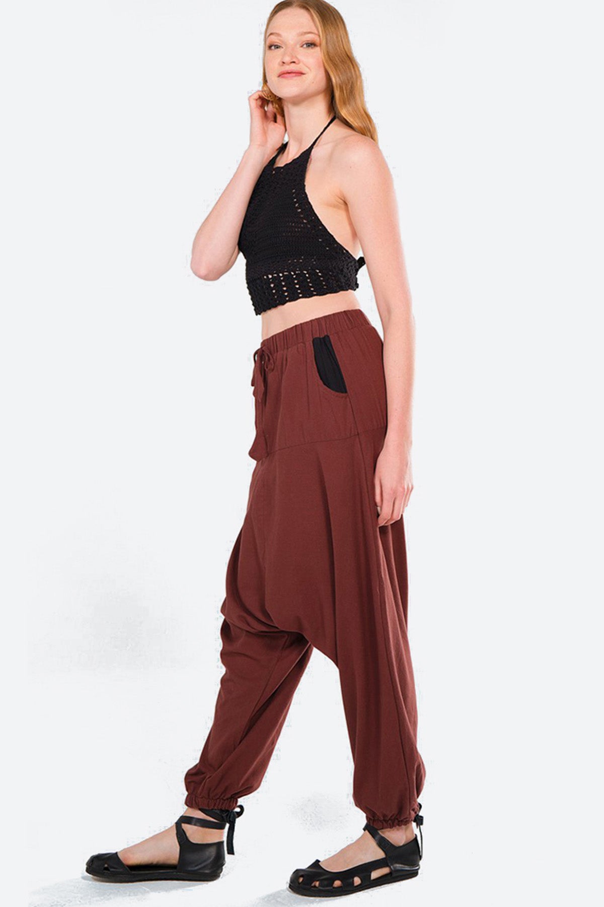 Brown Authentic Patchwork Baggy Pants