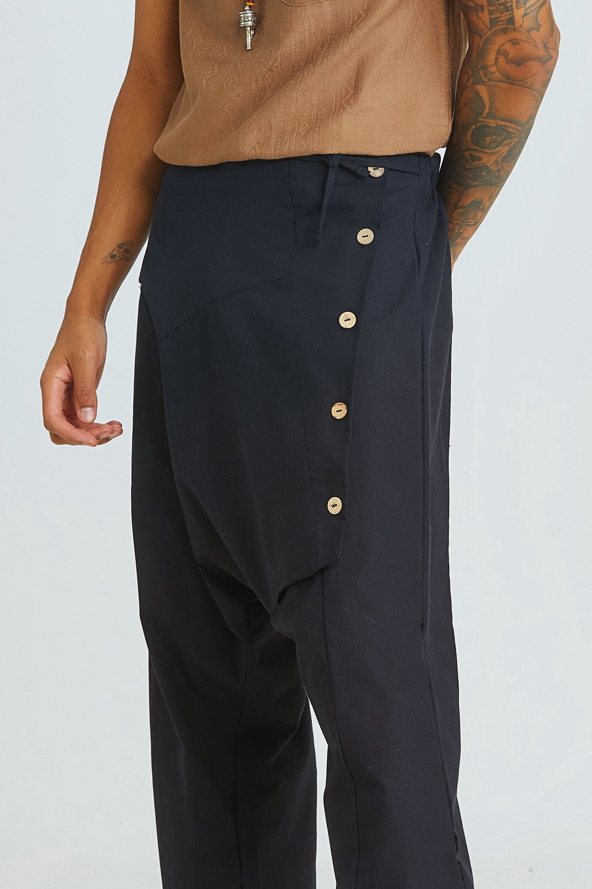 Men's Boho Cotton Harem Pants Black