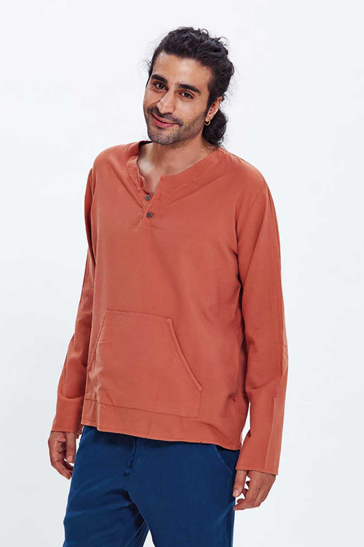 Orange Shirt With Pocket Detail