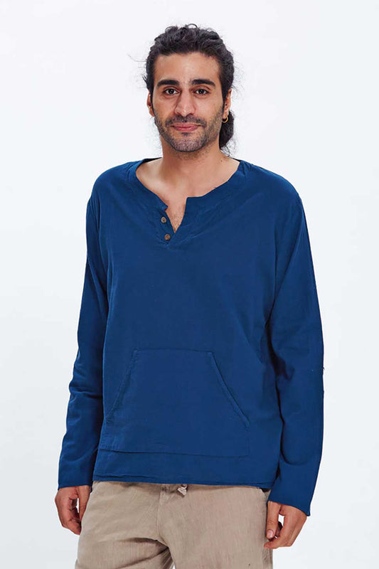 Dark Blue Shirt With Pocket Detail
