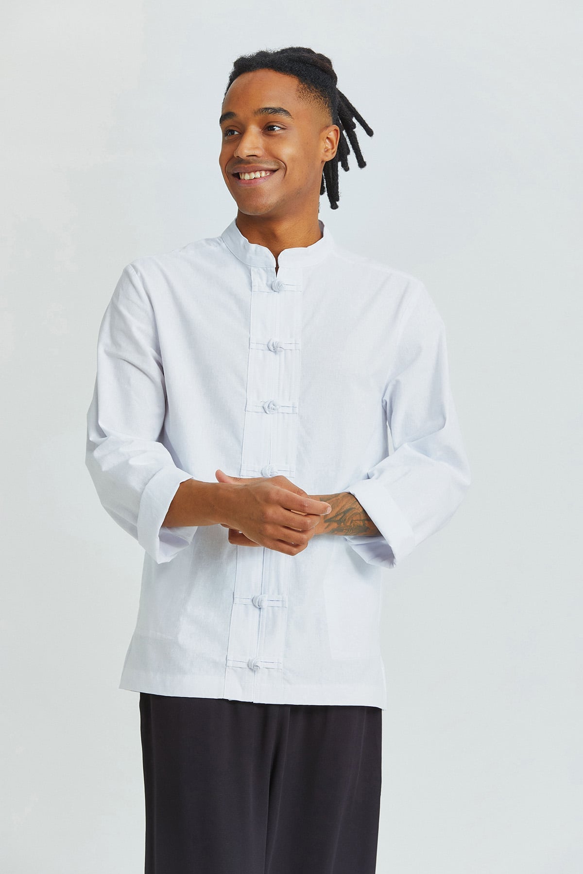 Knot Button Men's Shirt White