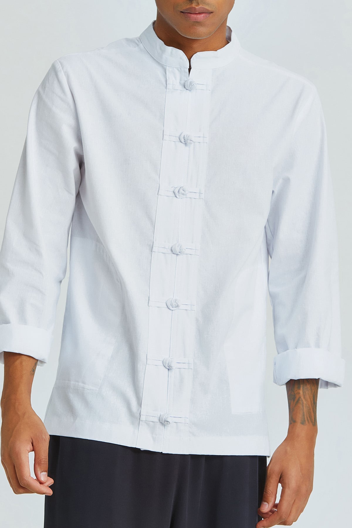 Knot Button Men's Shirt White