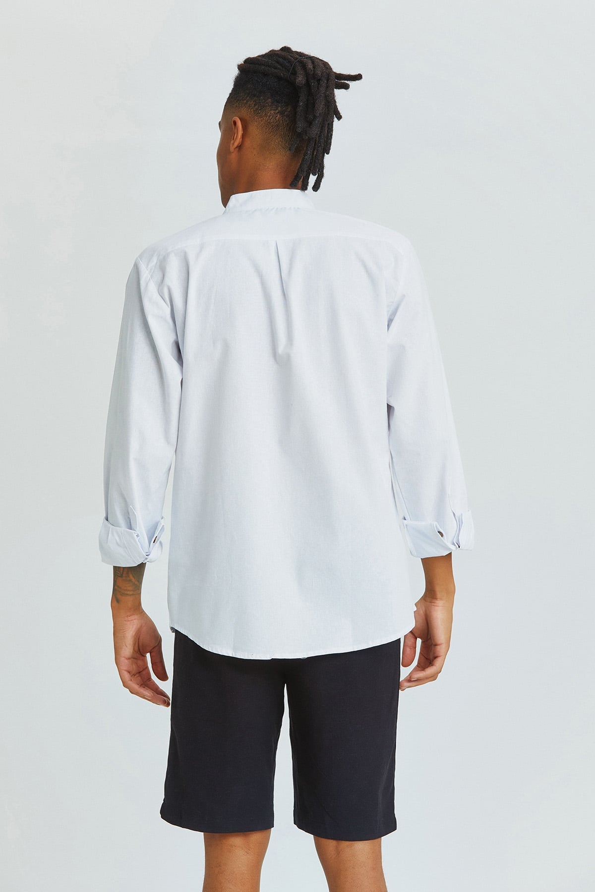 Band Collar Men's Shirt White