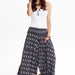 Tribal Patterned Midi Wide Leg Pants