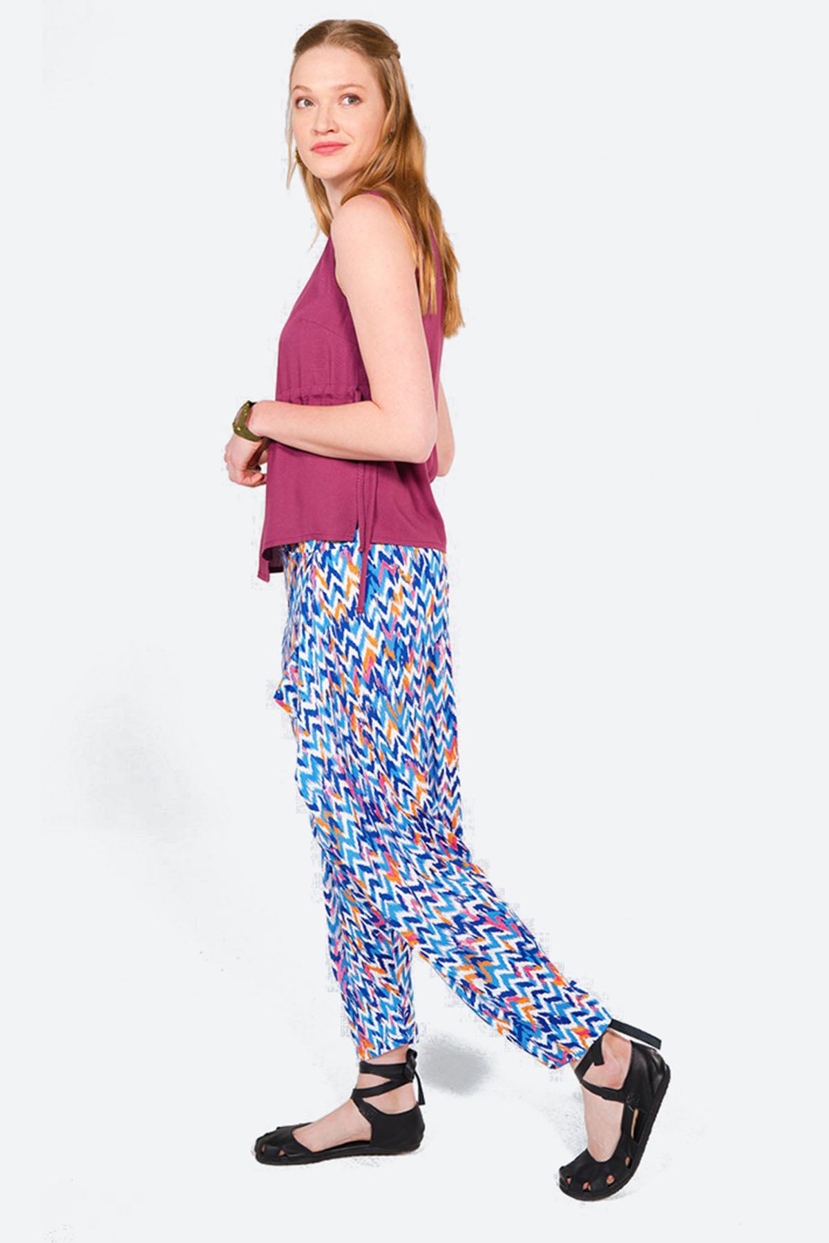 Boho Printed Blue Harem Pants