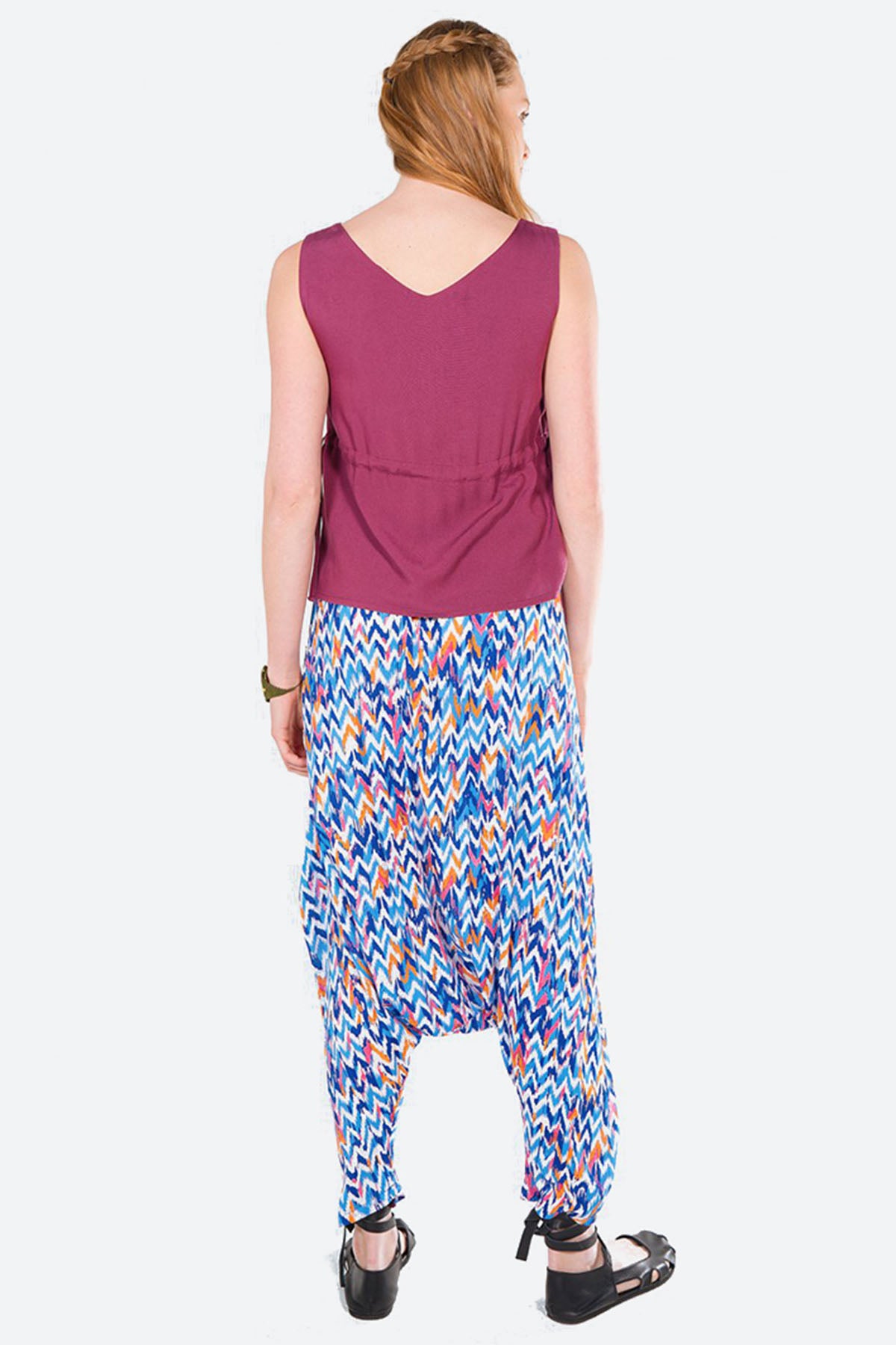 Boho Printed Blue Harem Pants