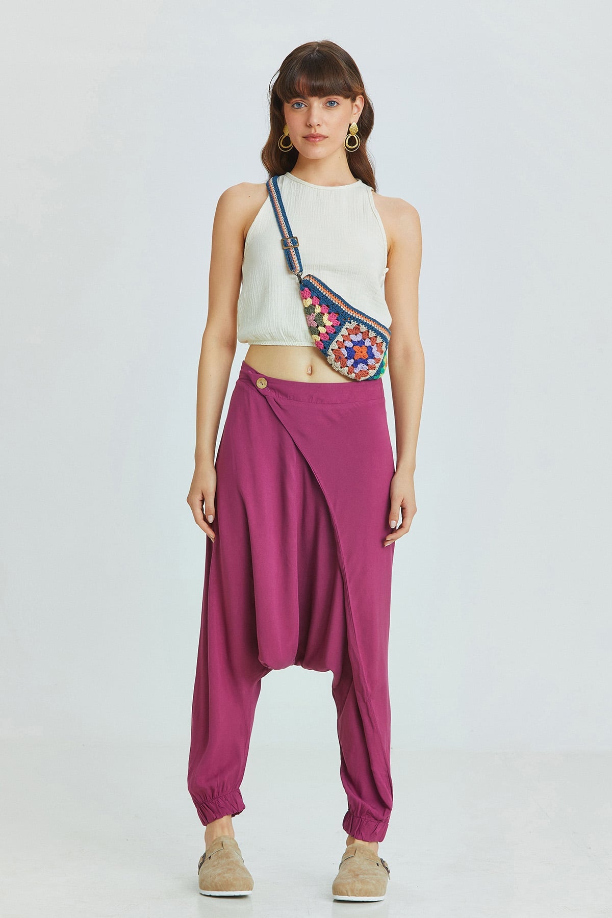 Women's Drop Crotch Pants Purple