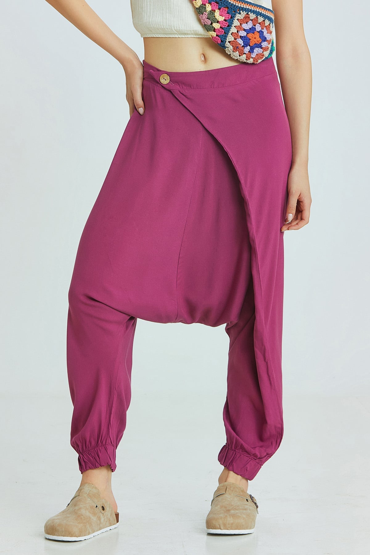 Women's Drop Crotch Pants Purple