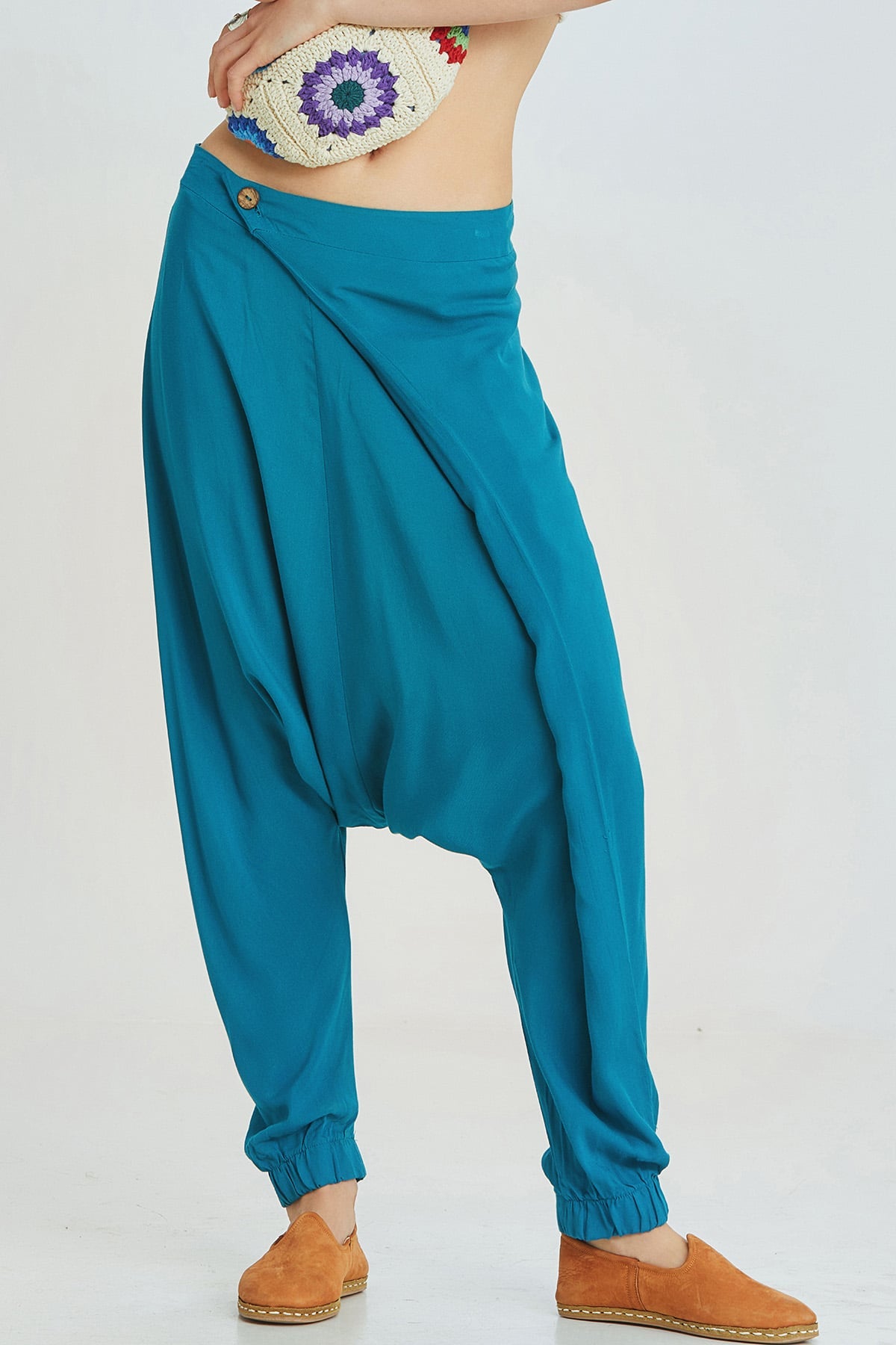 Women's Drop Crotch Pants Turquoise