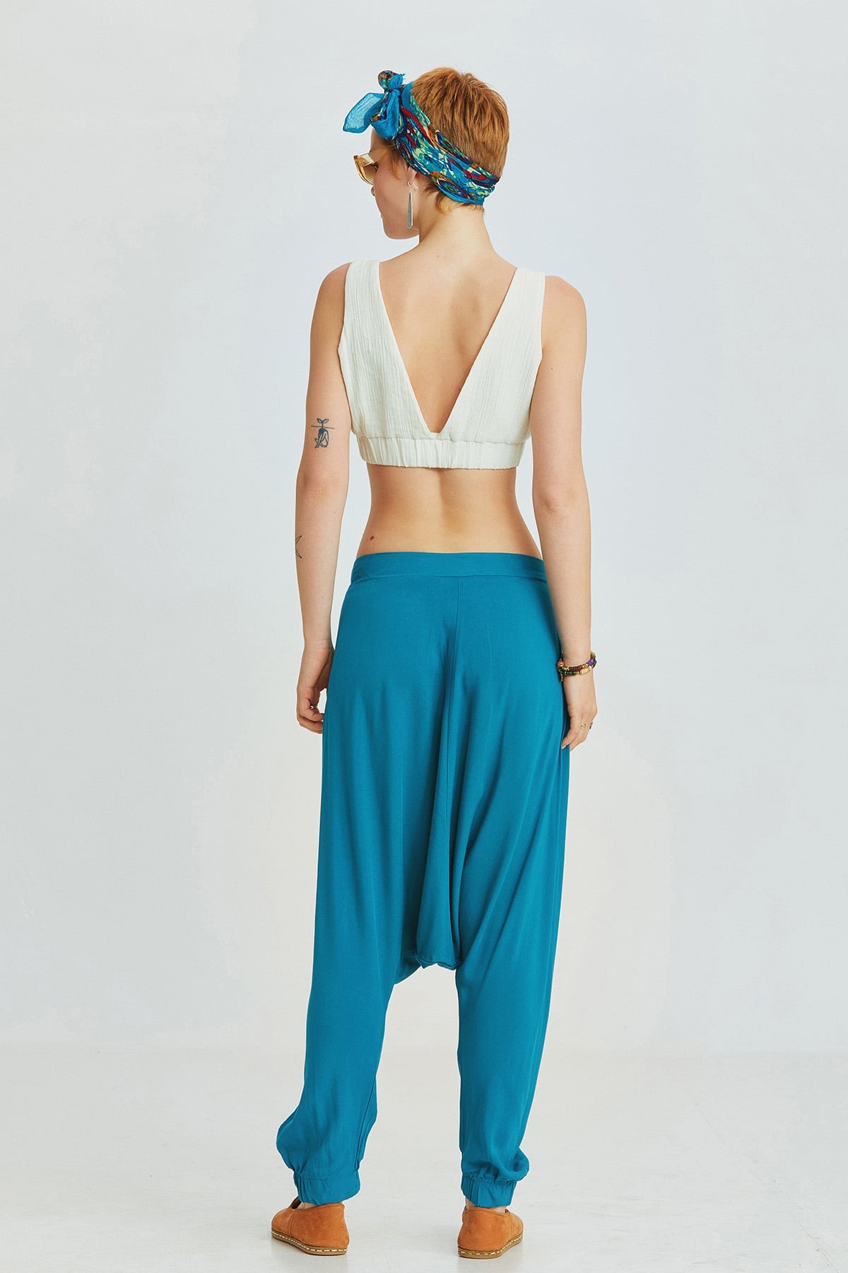 Women's Drop Crotch Pants Turquoise