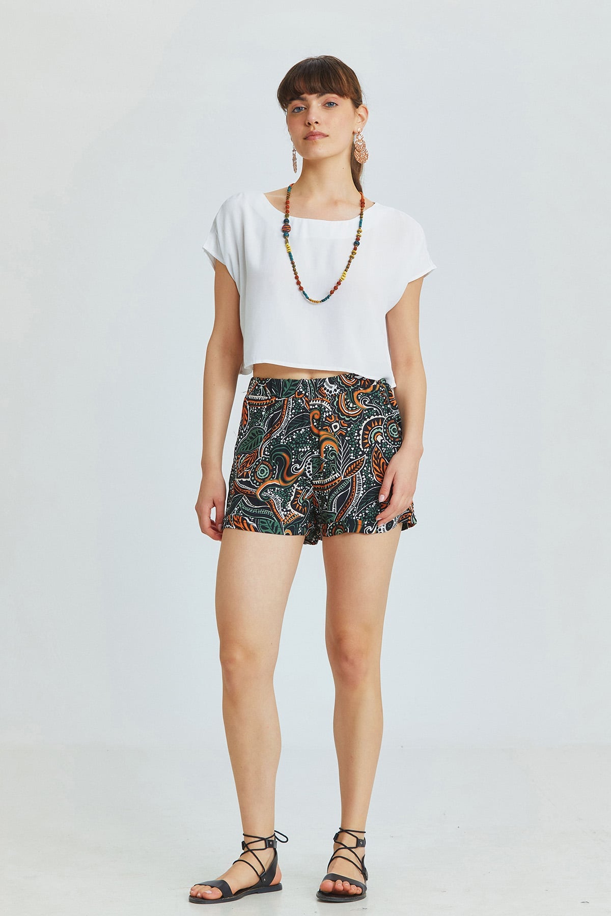 Printed Women's Boho Shorts Orange