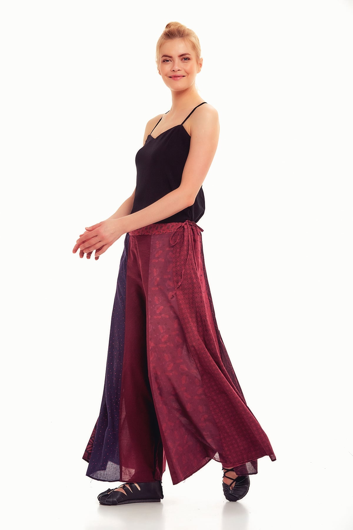 Patchwork Palazzo Pants Purple