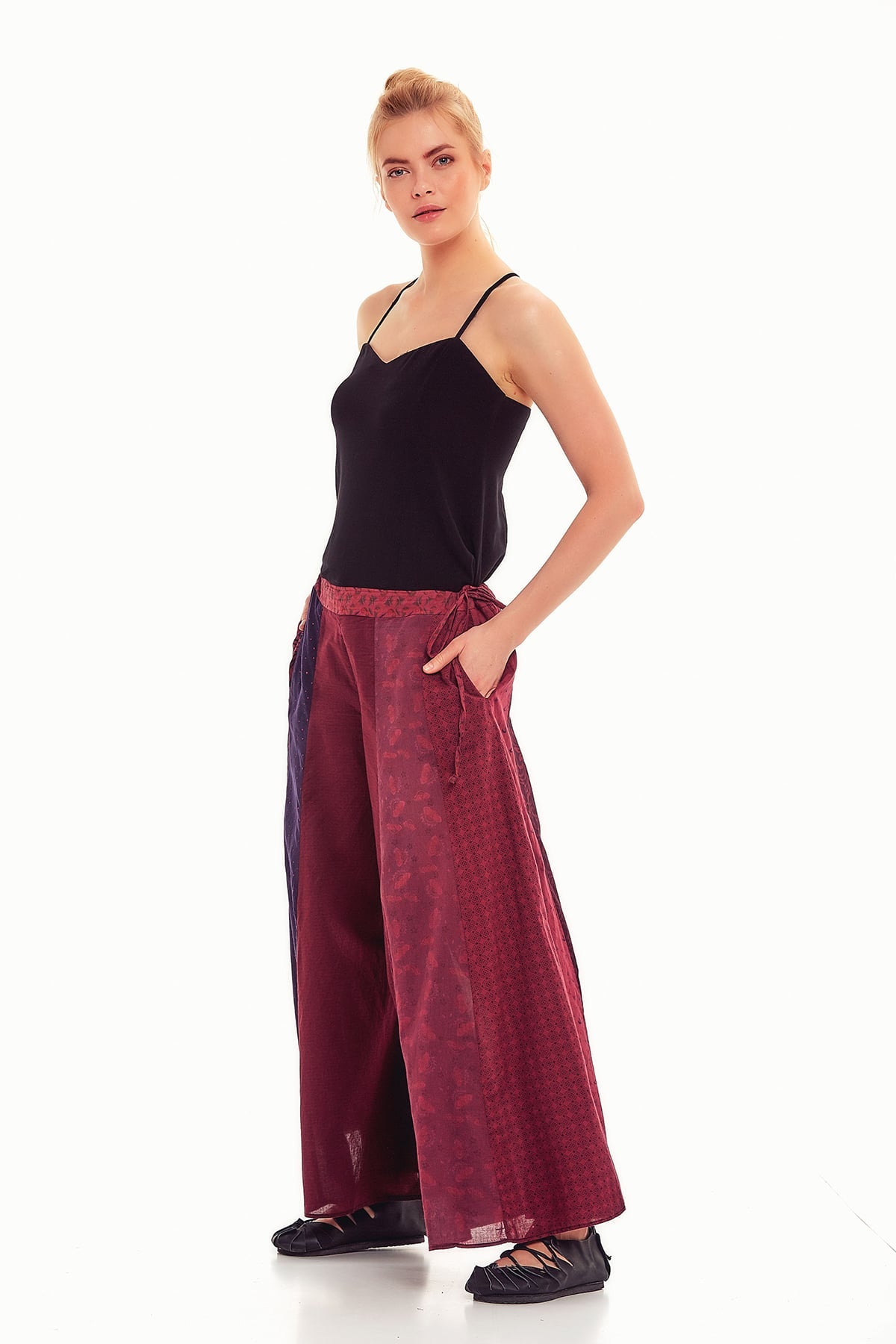 Patchwork Palazzo Pants Purple