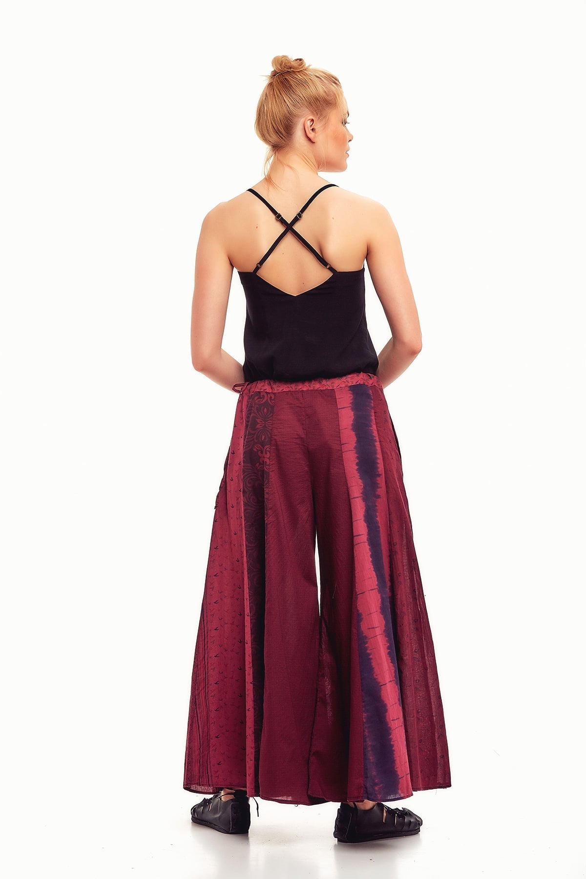 Patchwork Palazzo Pants Purple