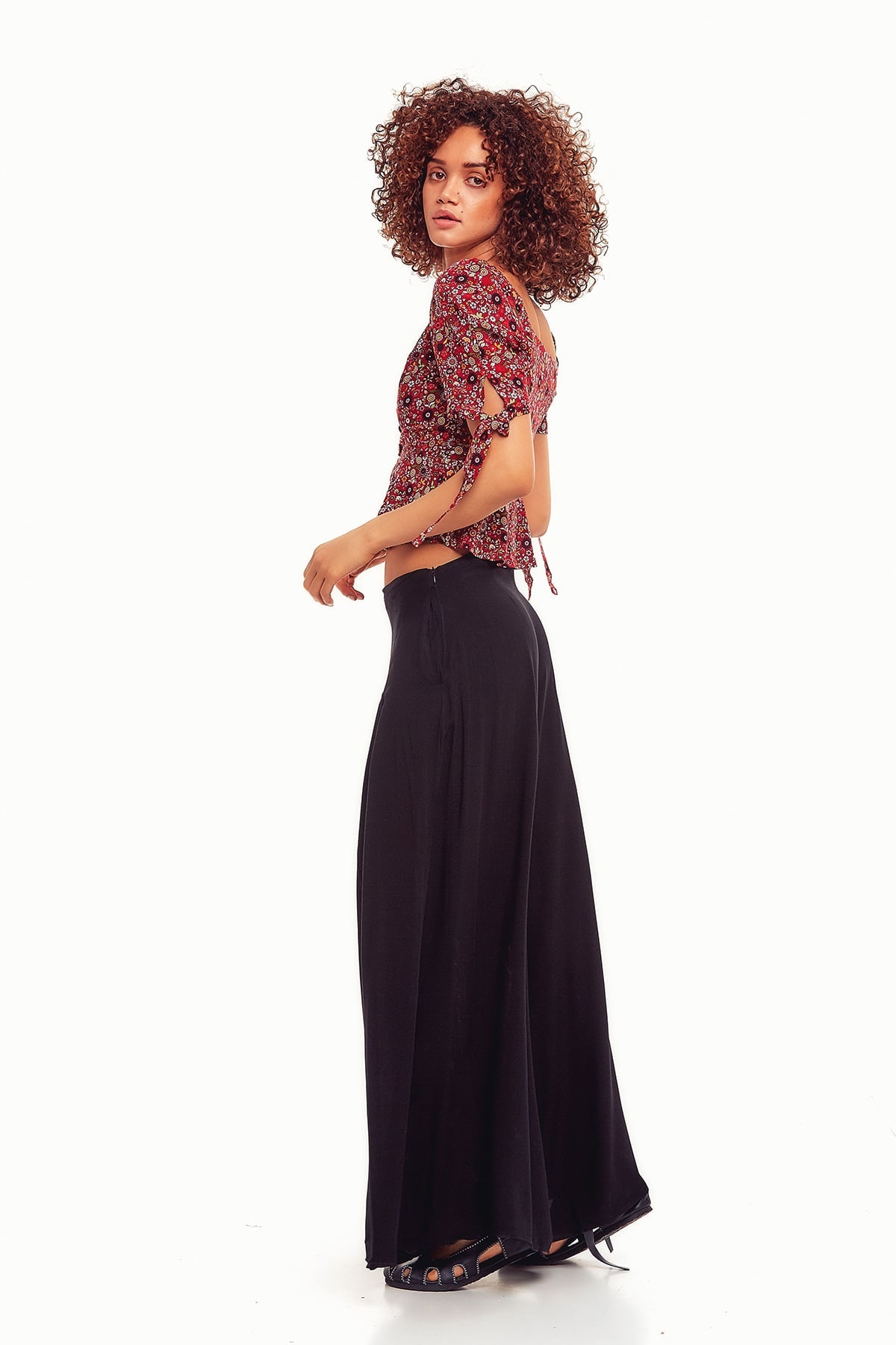 Pleated Boho Pants Black