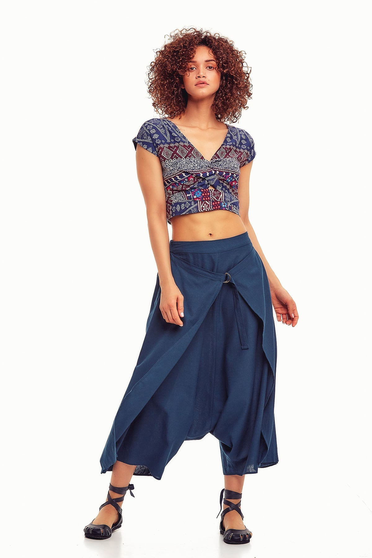 Blue Culottes Skirt Pants