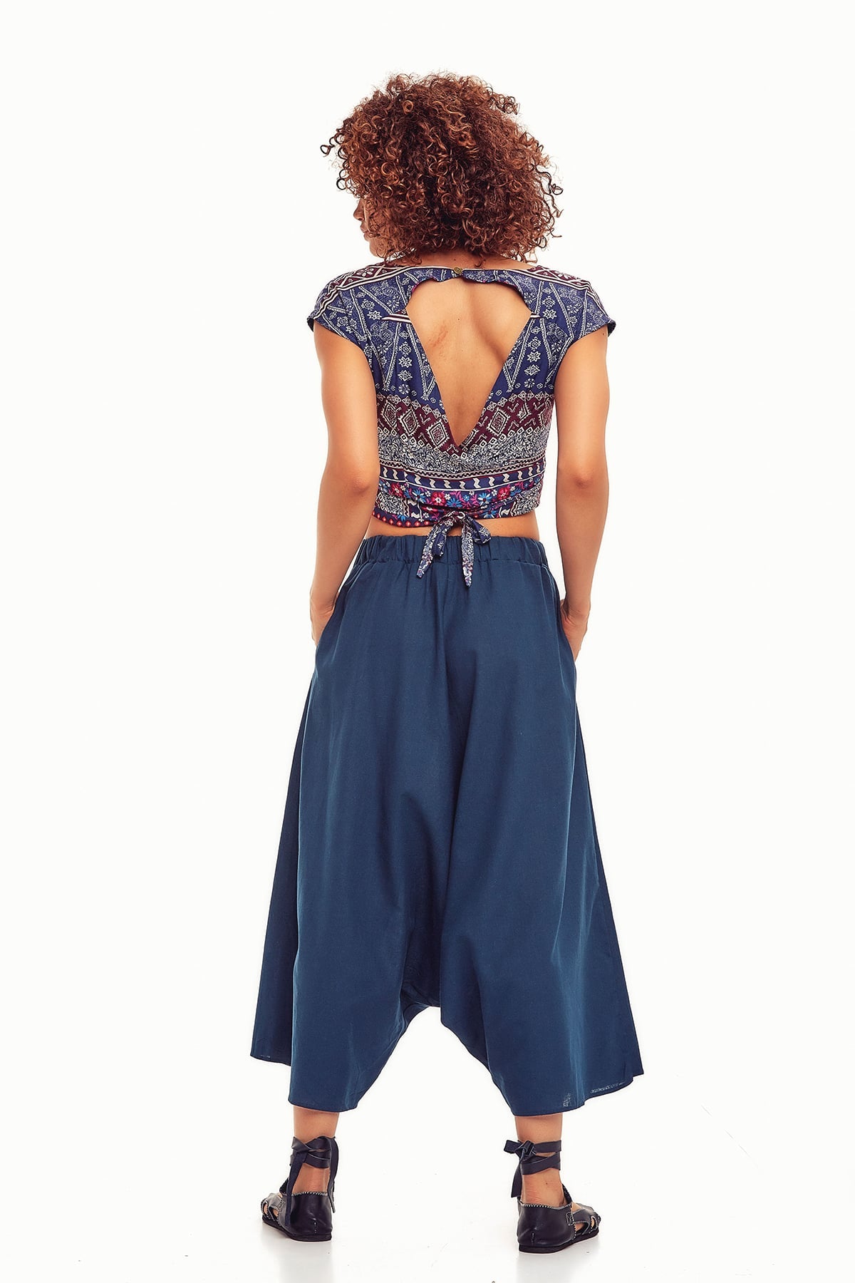 Blue Culottes Skirt Pants