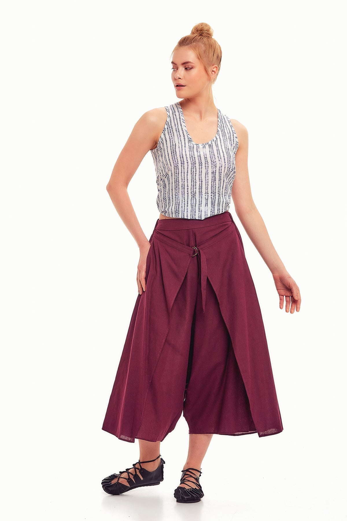 Purple Culottes Skirt Pants