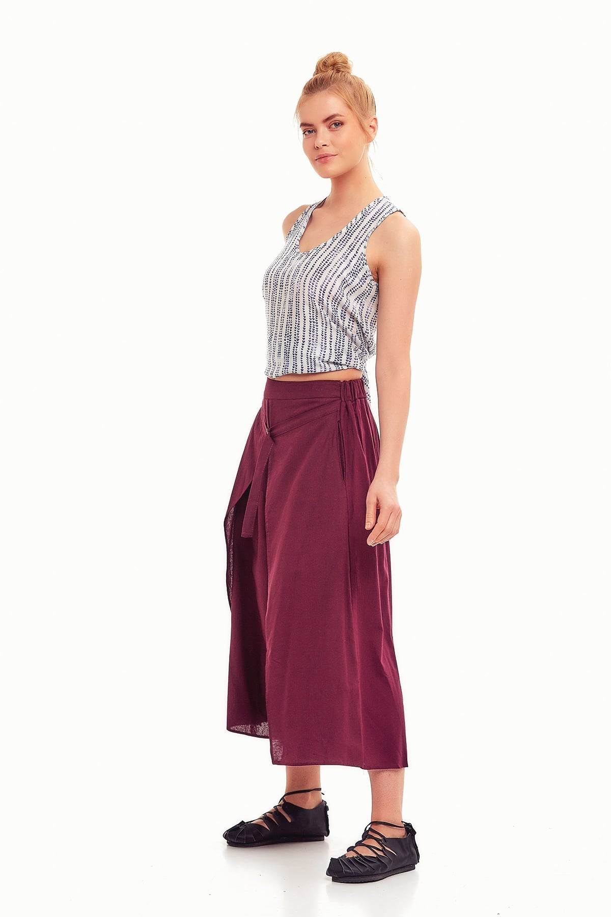 Purple Culottes Skirt Pants