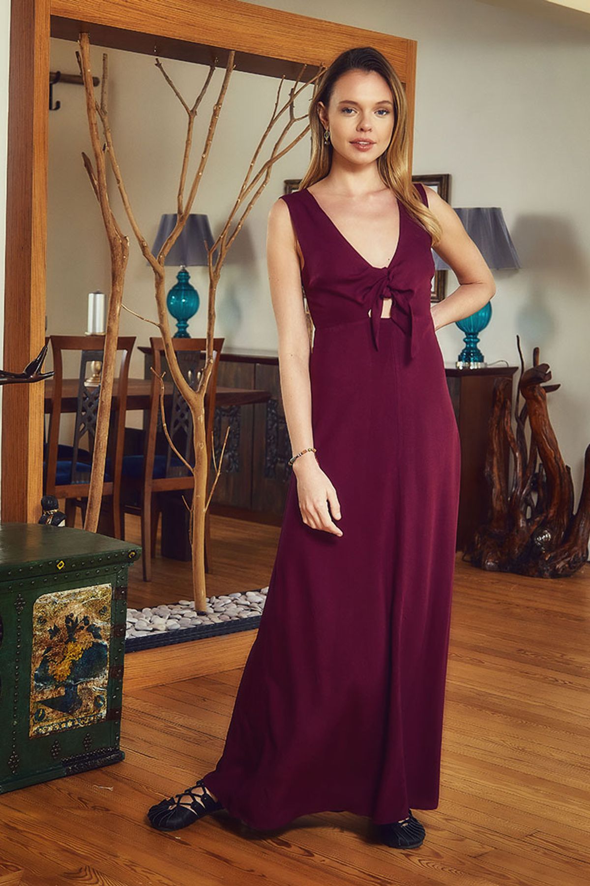 Open Back Long Dress Purple