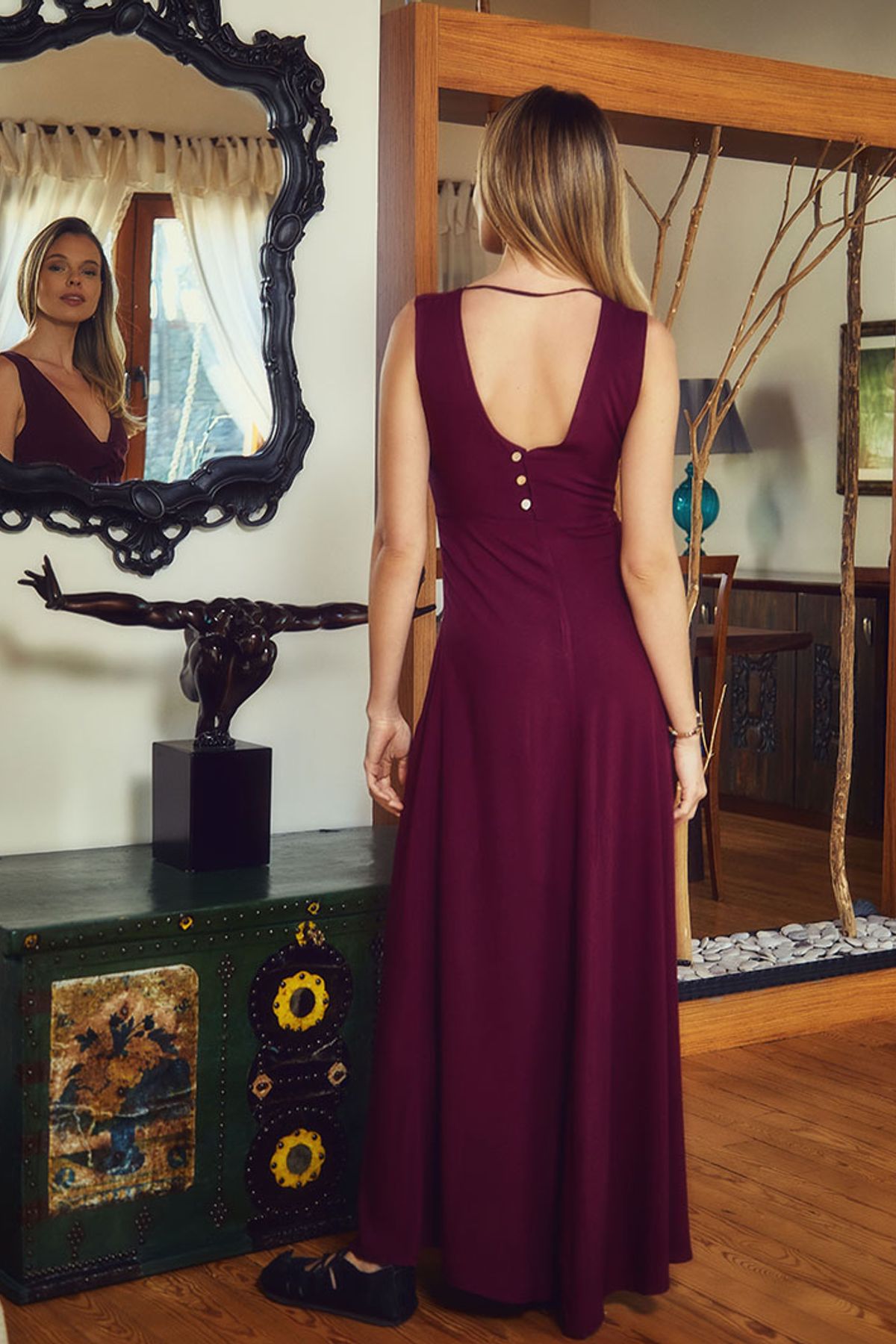 Open Back Long Dress Purple