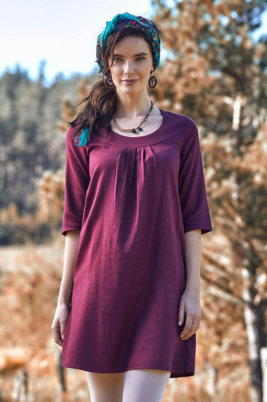 Half Sleeve Fall Dress Purple