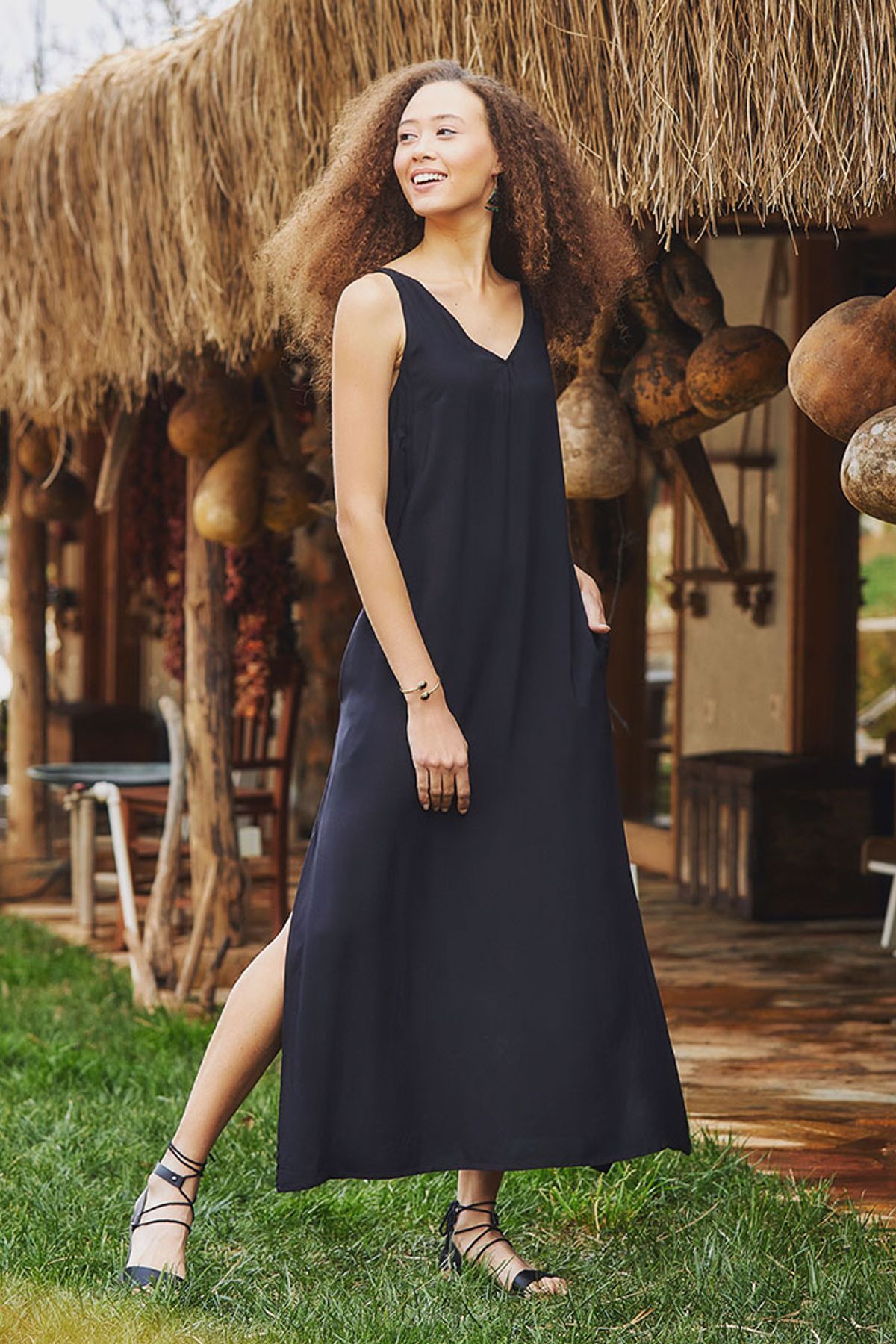 Sleeveless Bohemian Summer Dress Black