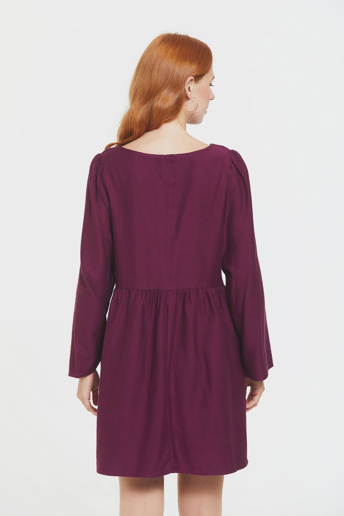 Long Sleeve Mini Fall Dress Purple