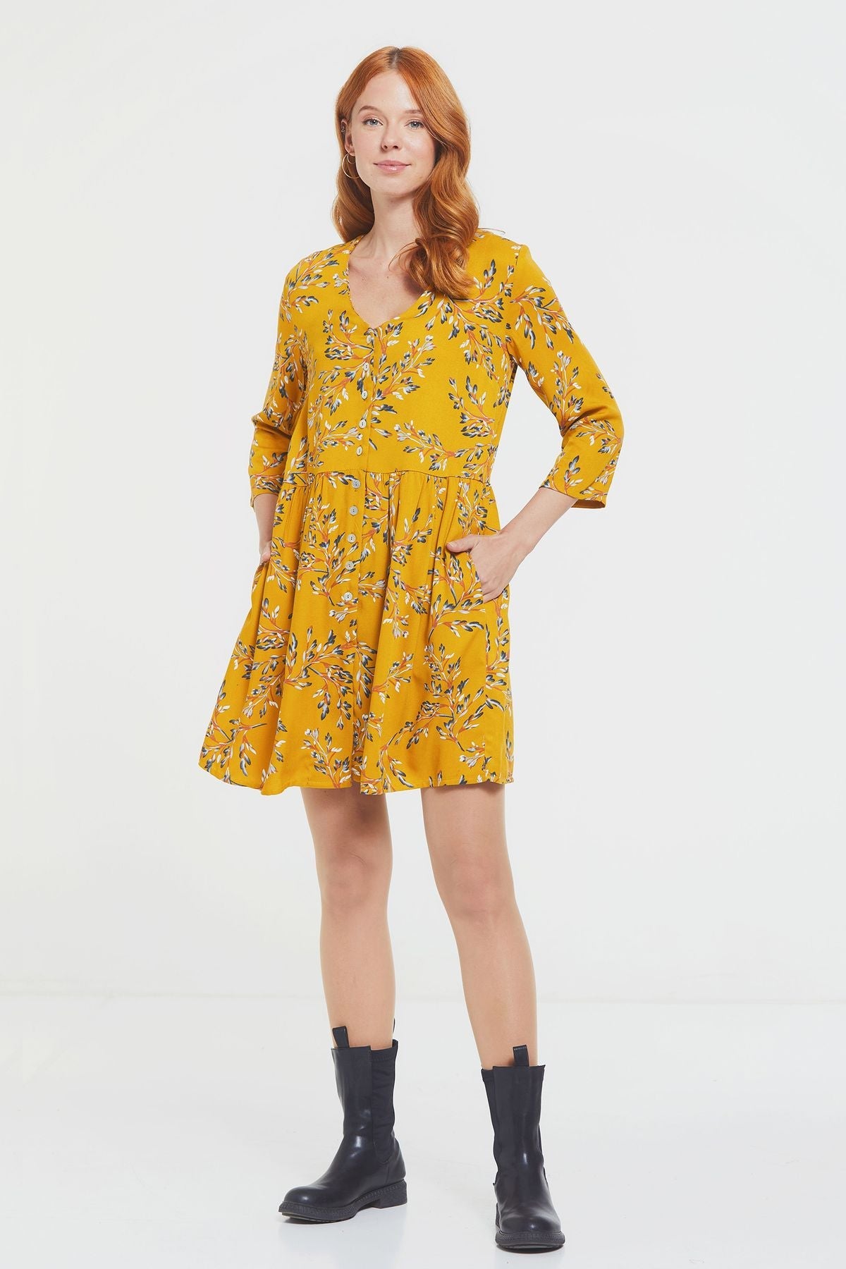 Mini Casual Boho Dress Yellow