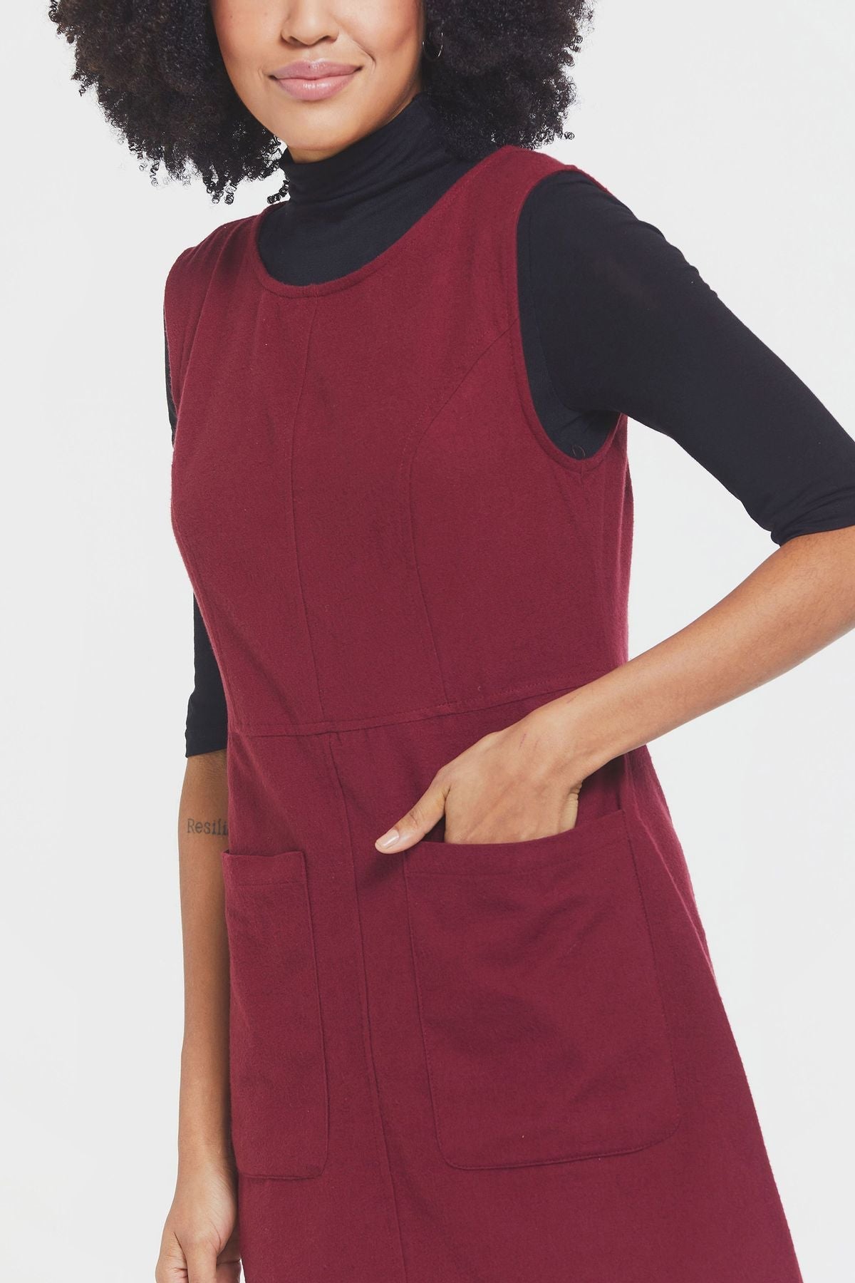 Short Cotton Sleeveless Dress Dark Red