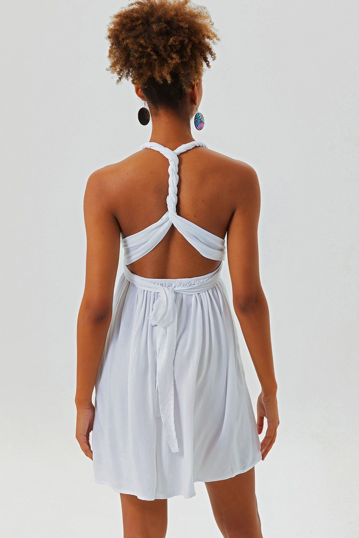 Open Back Short Dress White