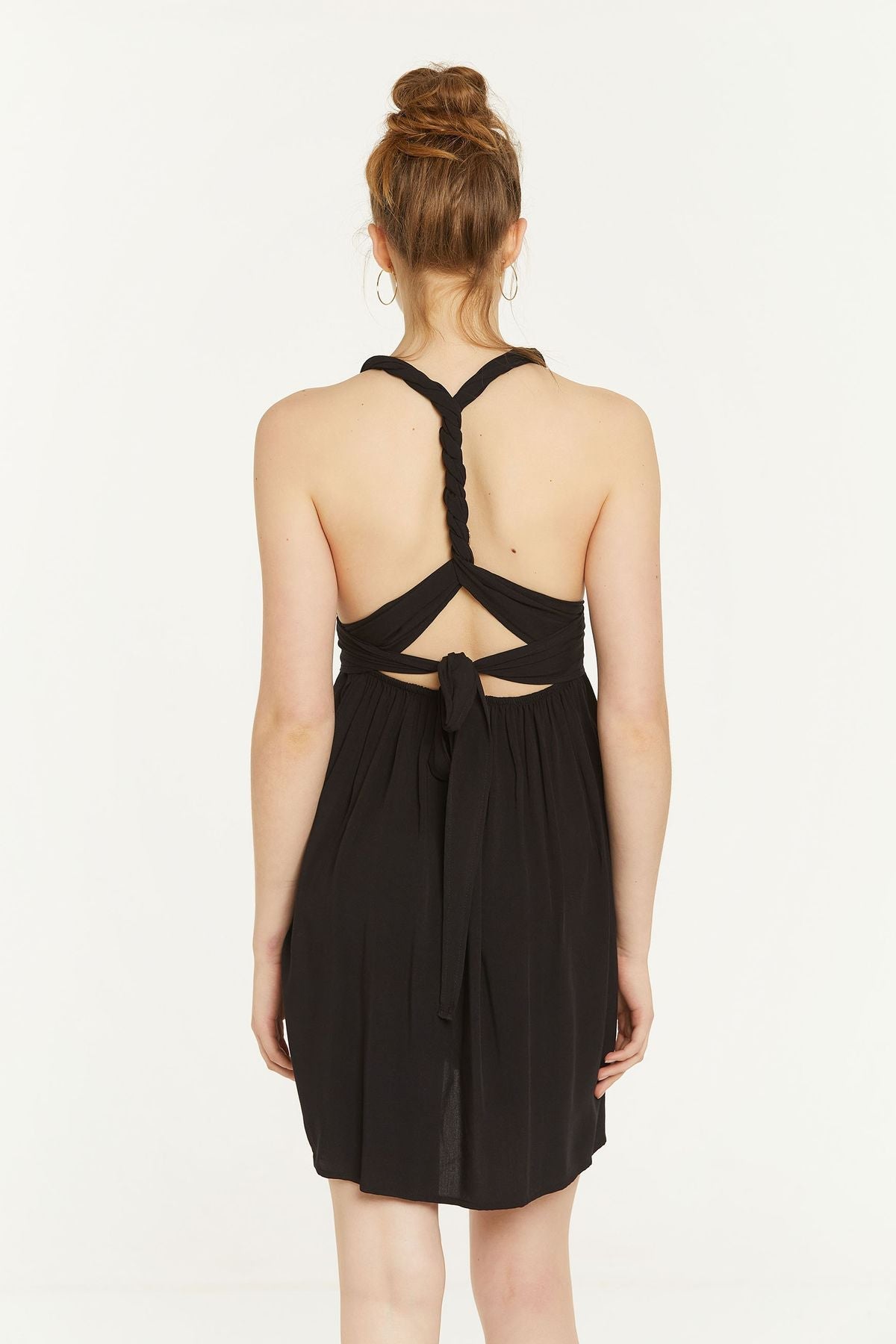 Open Back Short Dress Black