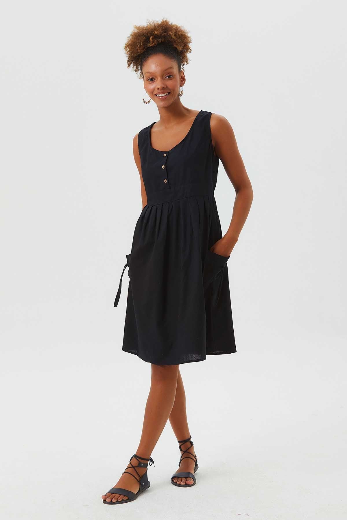 Casual Cotton Dress Black