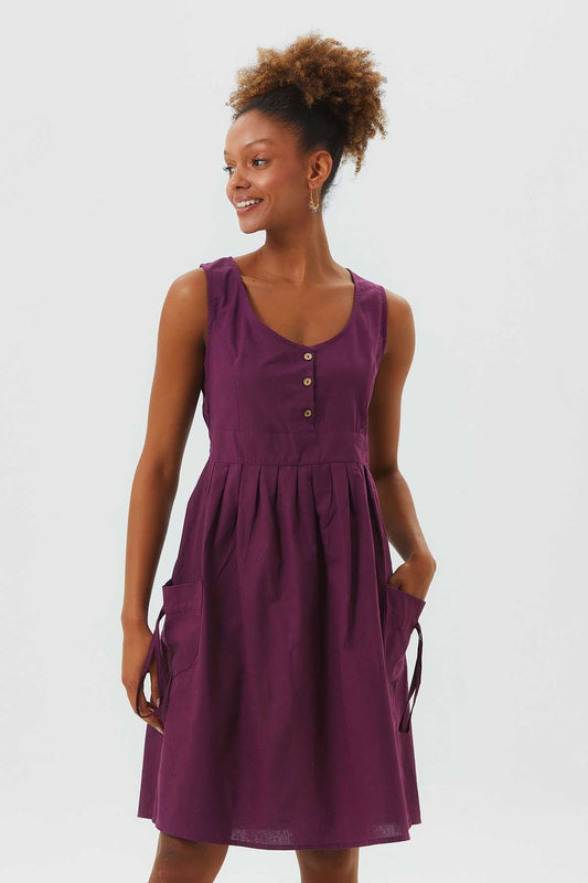 Casual Cotton Dress Purple