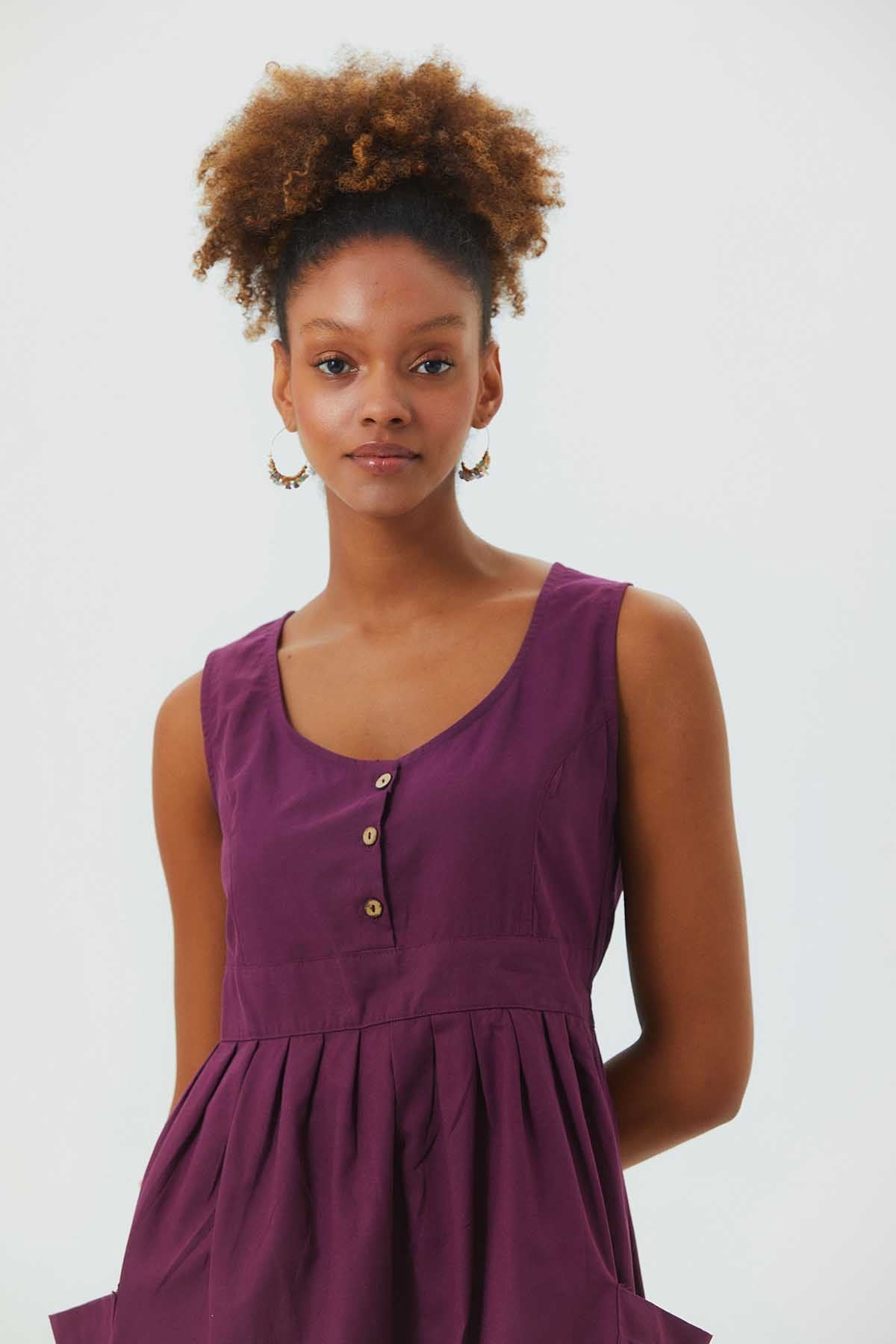 Casual Cotton Dress Purple