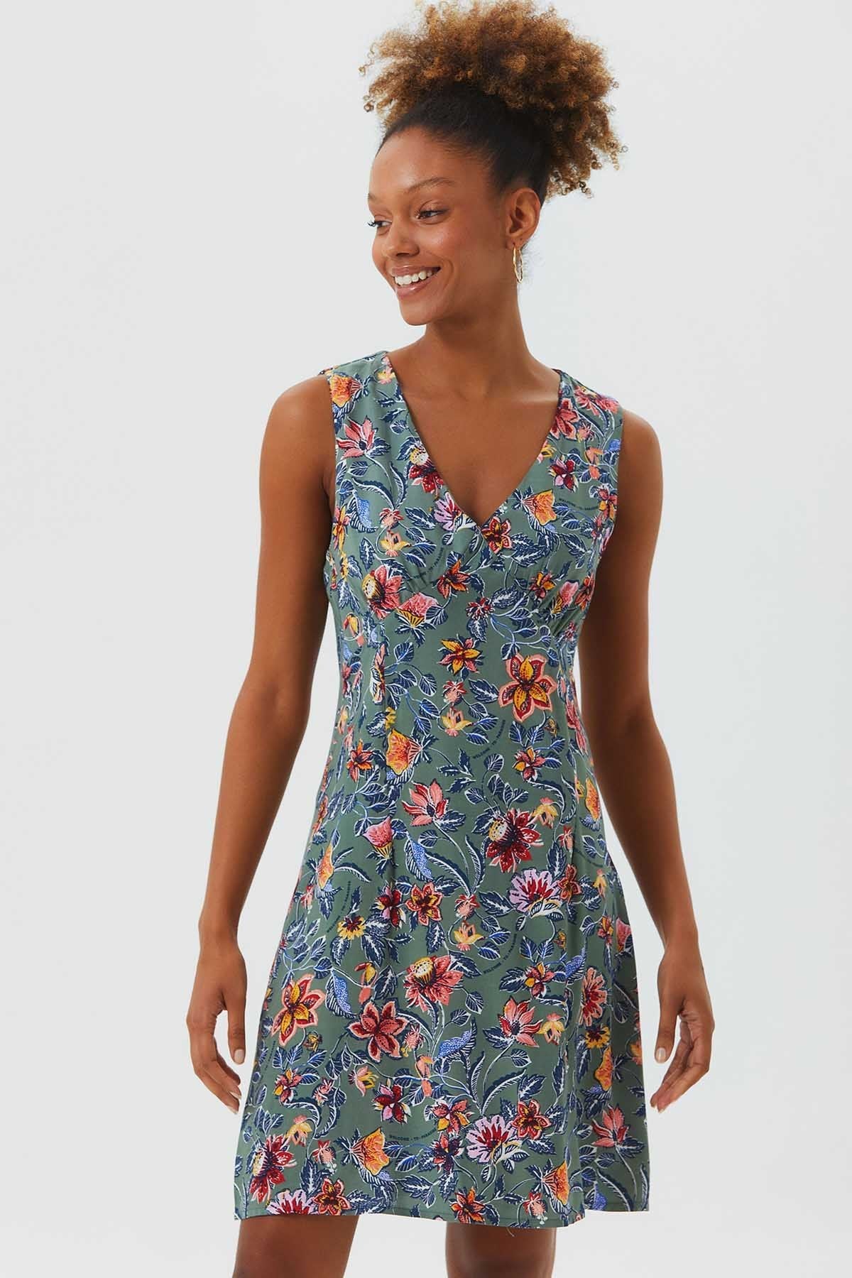 Sleeveless Mini Floral Dress Gray